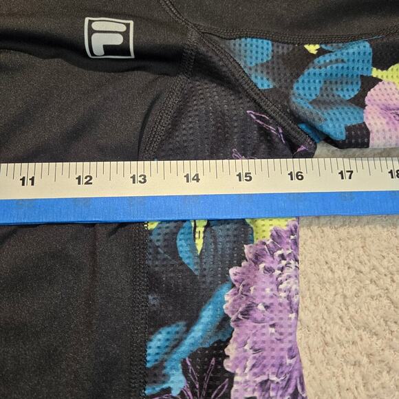 Fila Long Sleeve Activewear Top Black with Floral Mesh Running Cycling Women's S - Picture 8 of 11